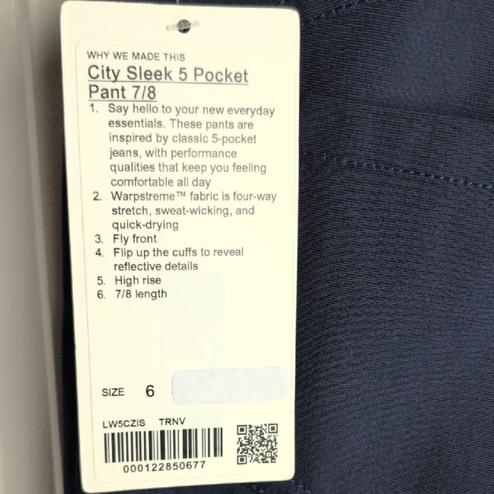 Lululemon Navy Straight Leg City Sleek 5 Pocket Wide-Leg Pant sz 6 fits like a 4 - Picture 2 of 13